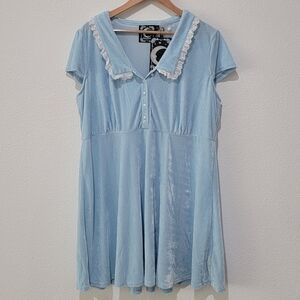 KillStar Velvet Mini Dress Size 4X Pastel Blue